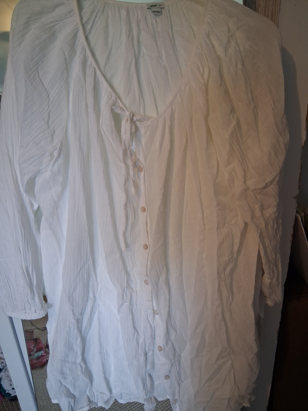 aerie White Button-Front Peasant Tunic